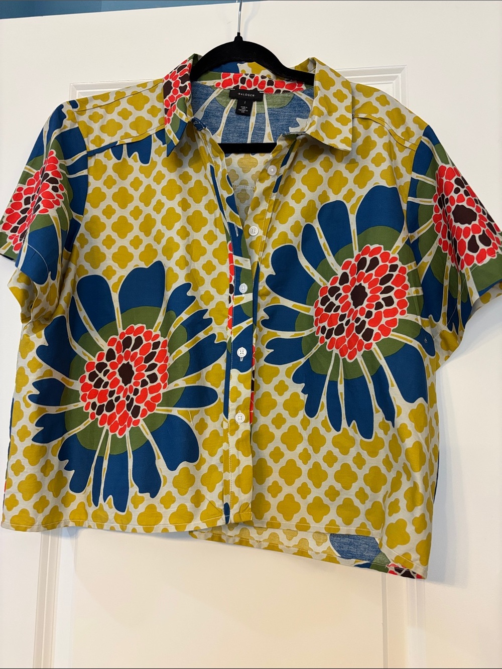 Cheerful Floral Cropped Blouse